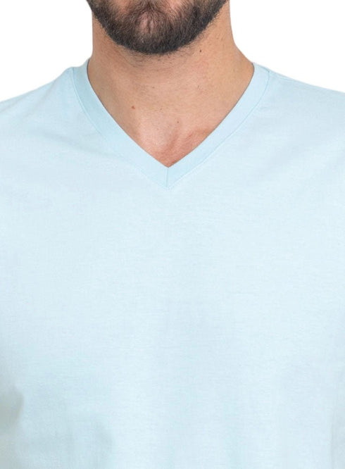 Aqua V - neck T-Shirt - Khotwh